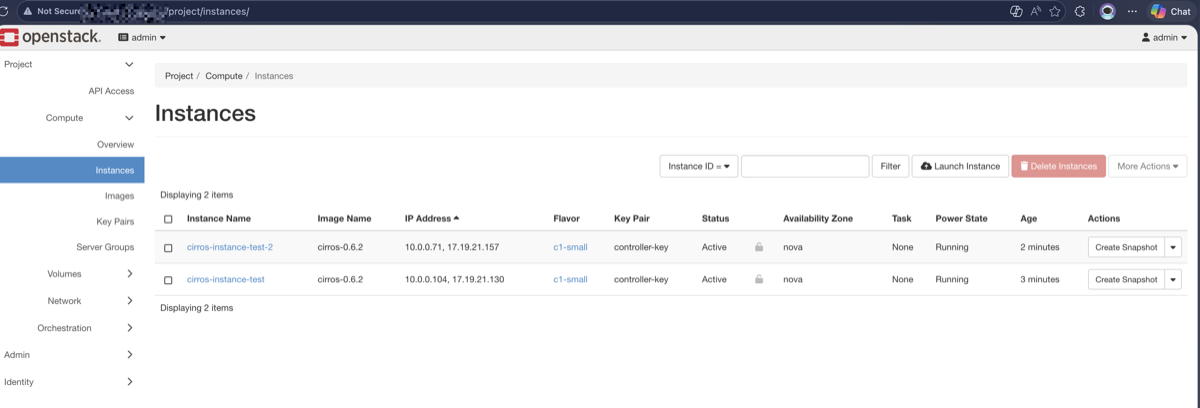OpenStack Instances in Horizon